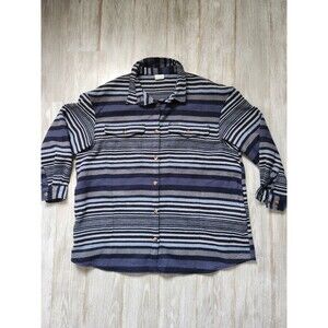 Columbia Calico Basin Shirt Jacket Shacket Women Blue Stripes Button Up 3X EUC